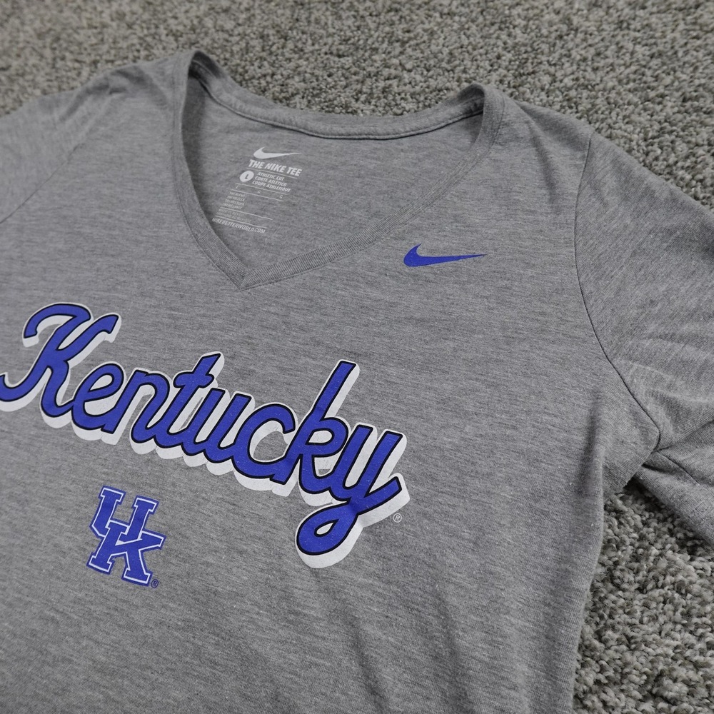 Kentucky Wildcats Shirt Womens L Gray V Neck NCAA College Basketball Nike Tee